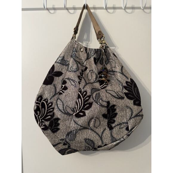 Zen Amsterdam Tapestry Hobo Tote Purse Shoulder Bag Purple Sliver Floral - Picture 5 of 13